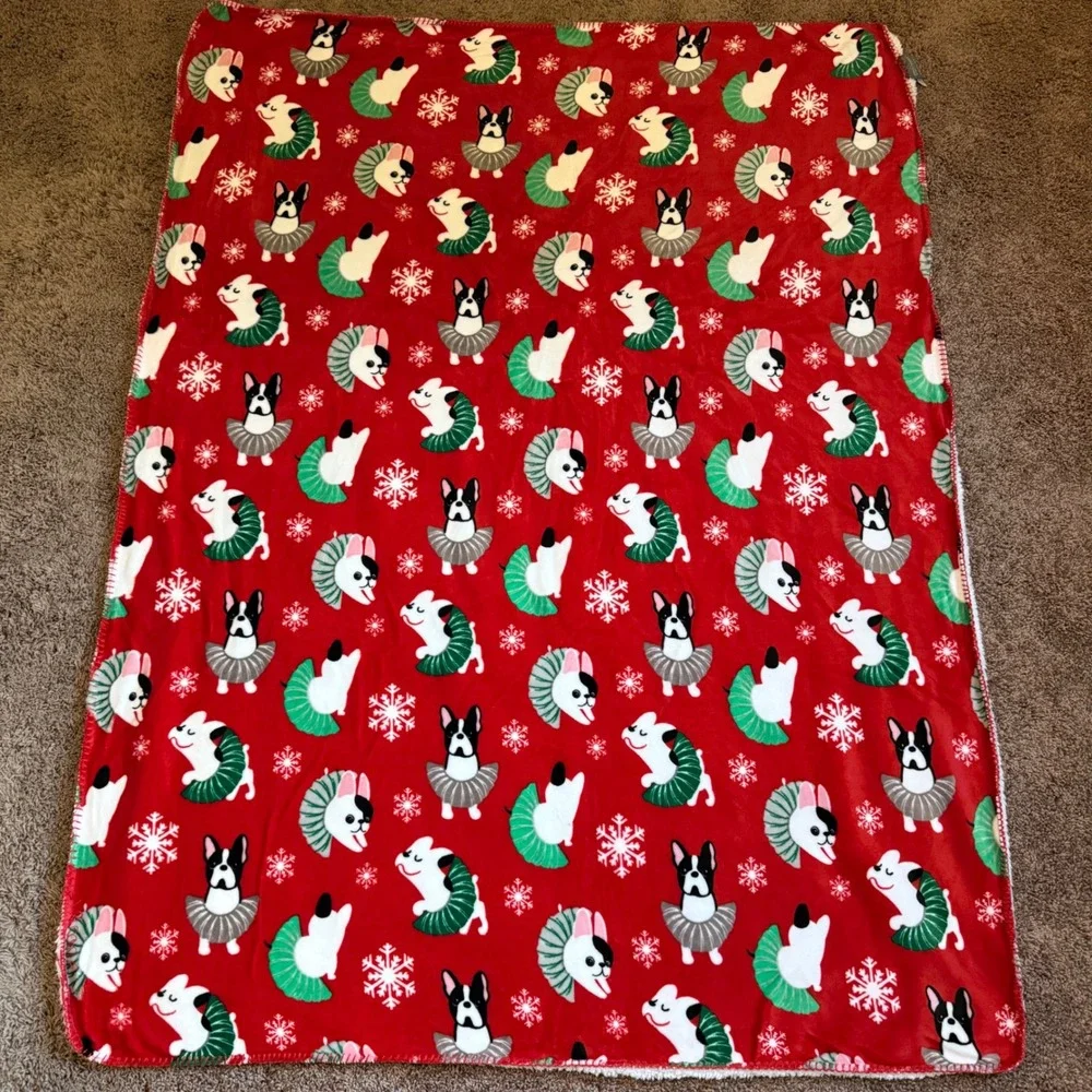 Berkshire Blanket French Bulldog Boston Terrier Ballerina Christmas Sherpa Dogs